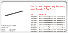 Placas de Compresión y Bloqueo Metafisearia 3.5/4.5mm